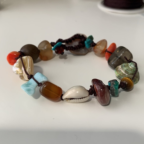 multi gemstones bracelet. Handmade 8in - Picture 6 of 8